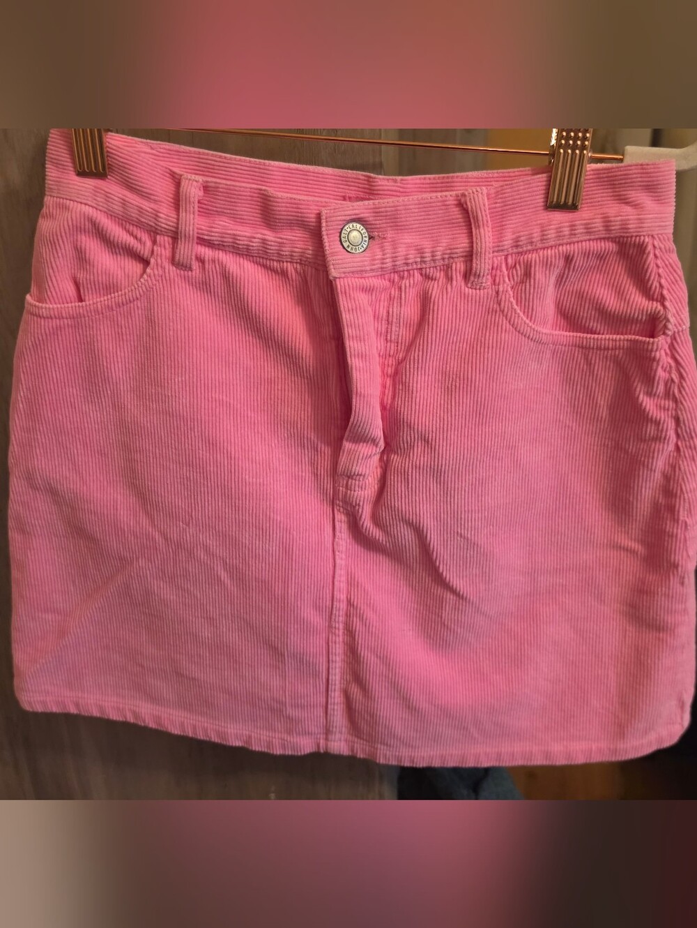 Brandy Melville Pink Corduroy Mini Skirt